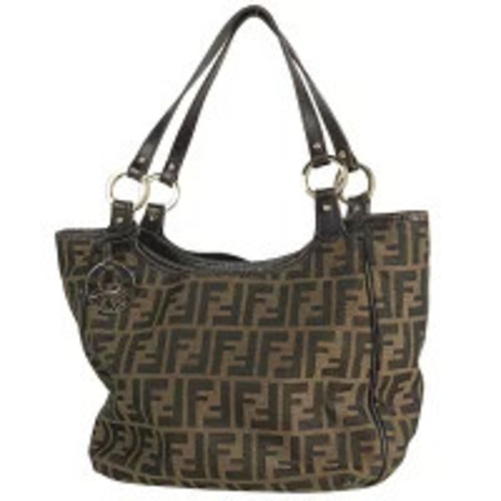 Fendi Zucca handbag tote bag canvas brown